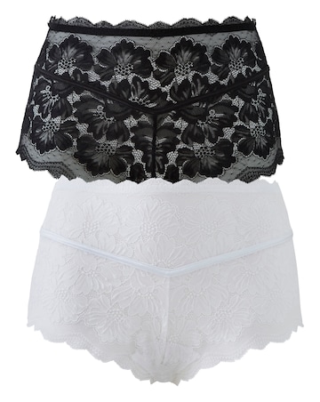 Pretty Secrets 2 Pack Katie Black/White Lace Midi Shorts