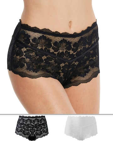 Pretty Secrets 2 Pack Katie Black/White Lace Midi Shorts