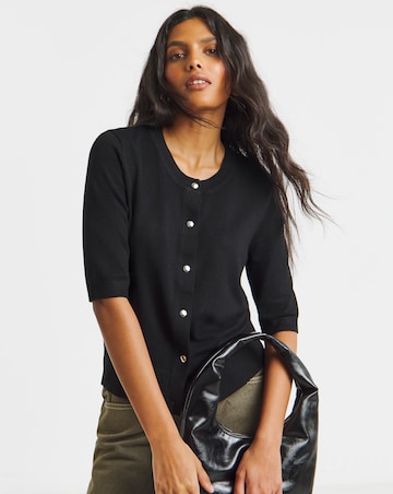 Eversoft Black Half Sleeve Cardigan