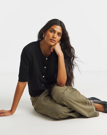 Eversoft Black Half Sleeve Cardigan