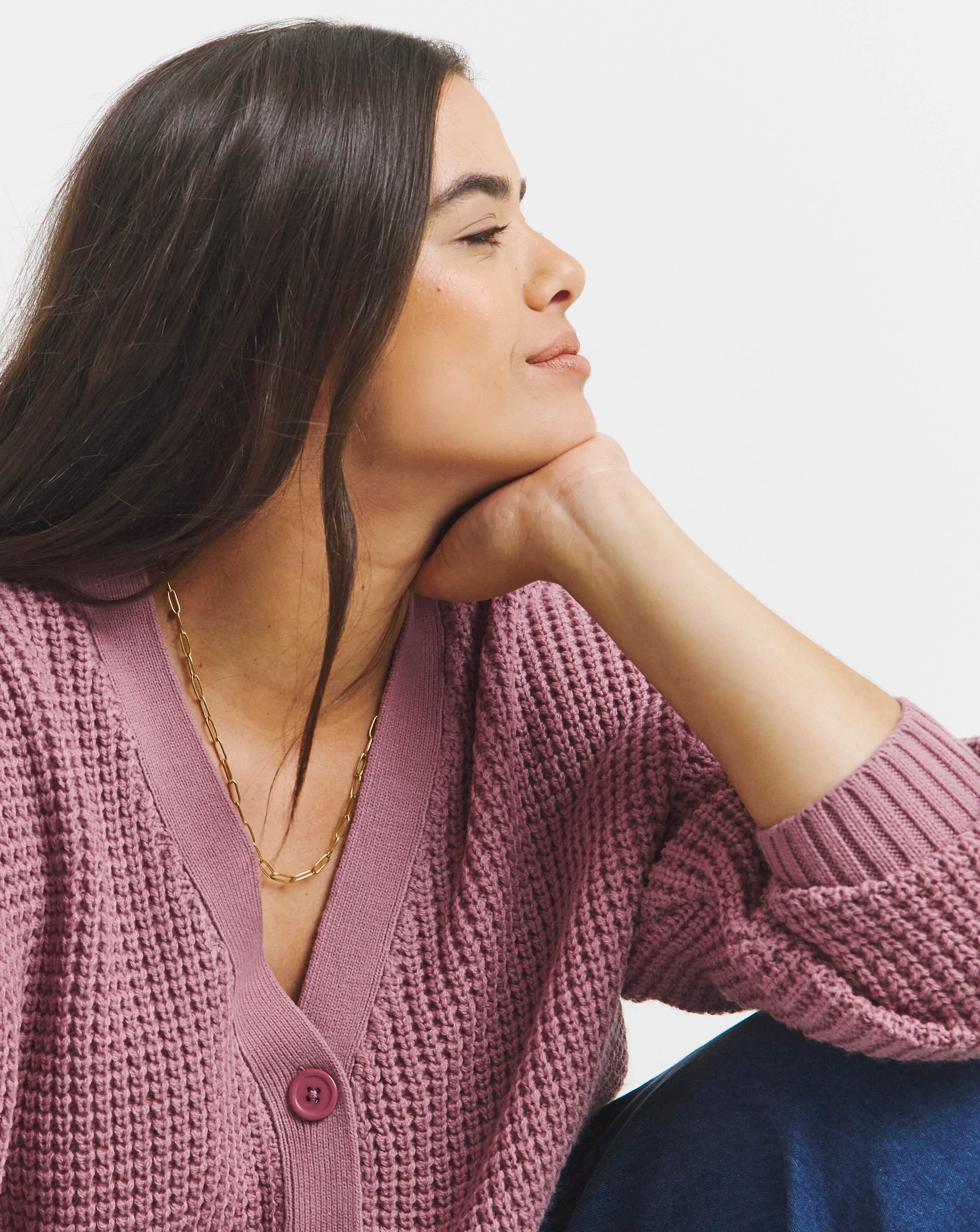 Waffle Knit Boyfriend Cardigan