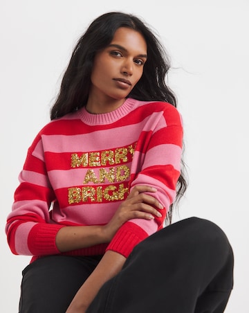 Pink & Red Merry and Bright Christmas Jumper