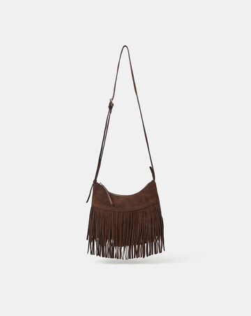 Accessorize Fringe Suede Crossbody Bag