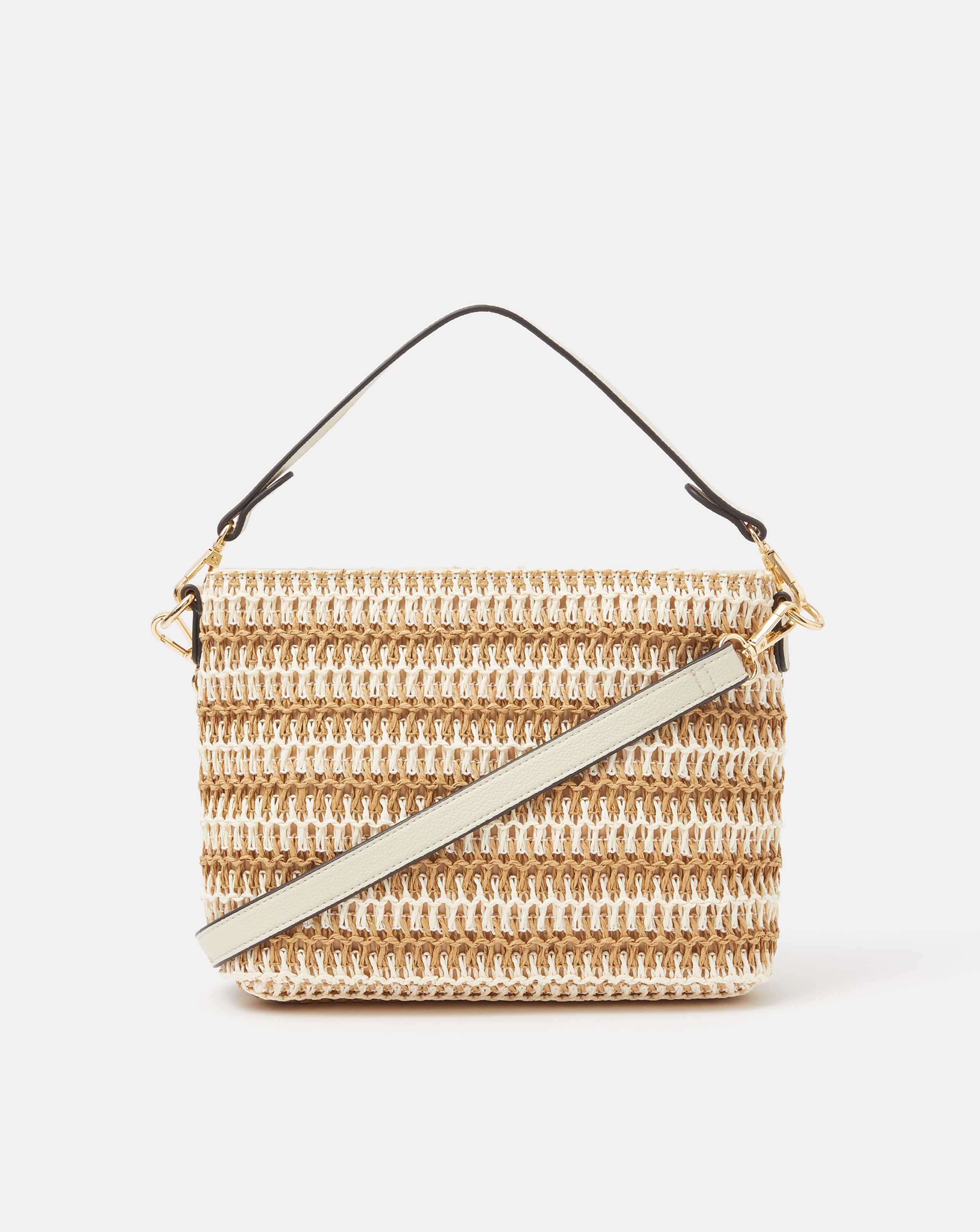 Accessorize Stripe Raffia Crossbody Bag