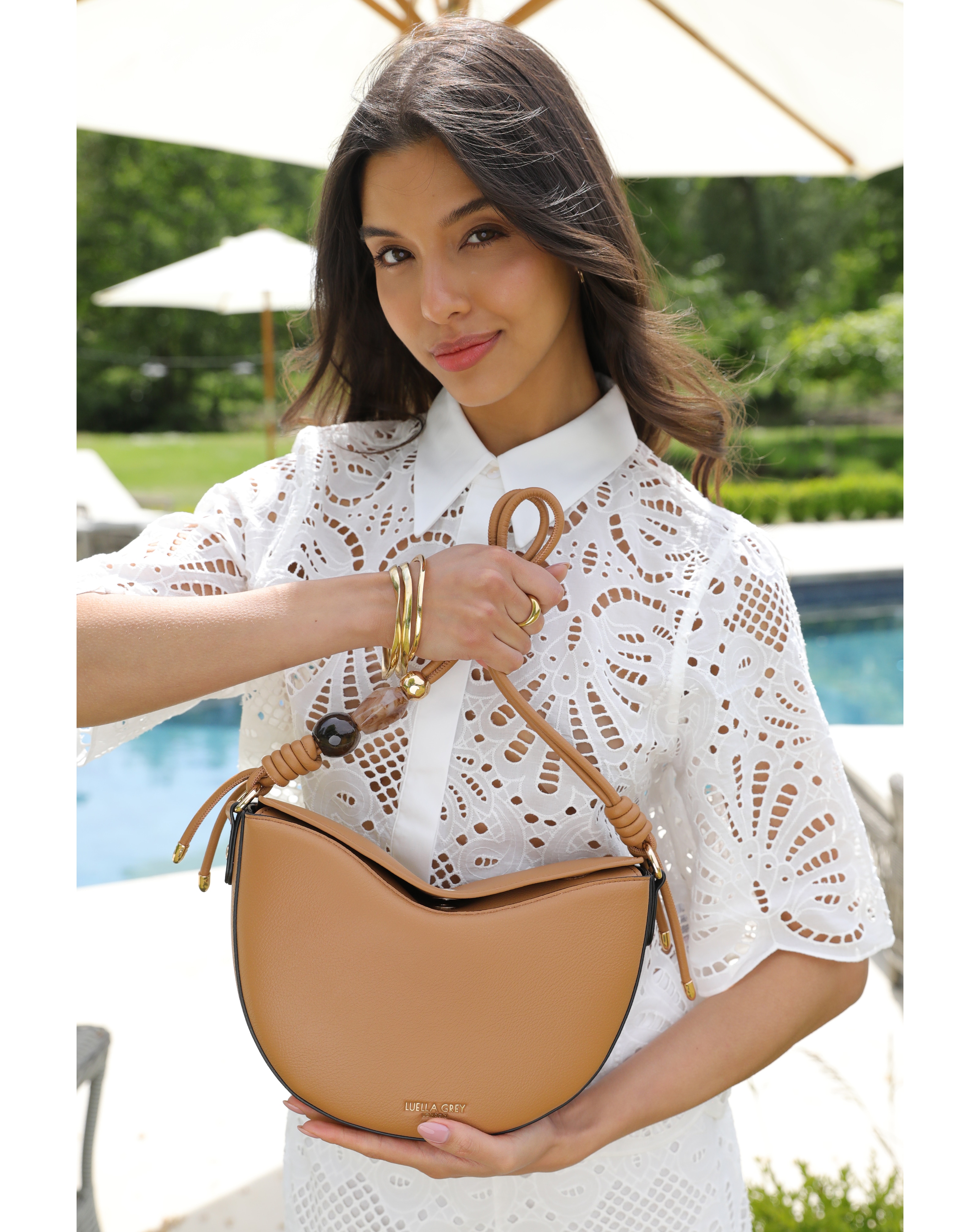 Luella Grey Cora Camel Saddle Crossbody