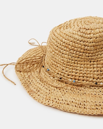 Accessorize Beaded Trim Woven Hat