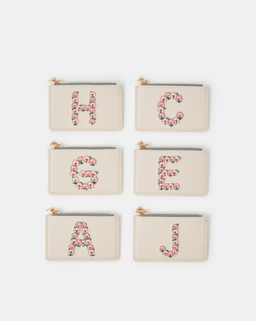 Accessorize Floral Embroidered Initial Card Holder
