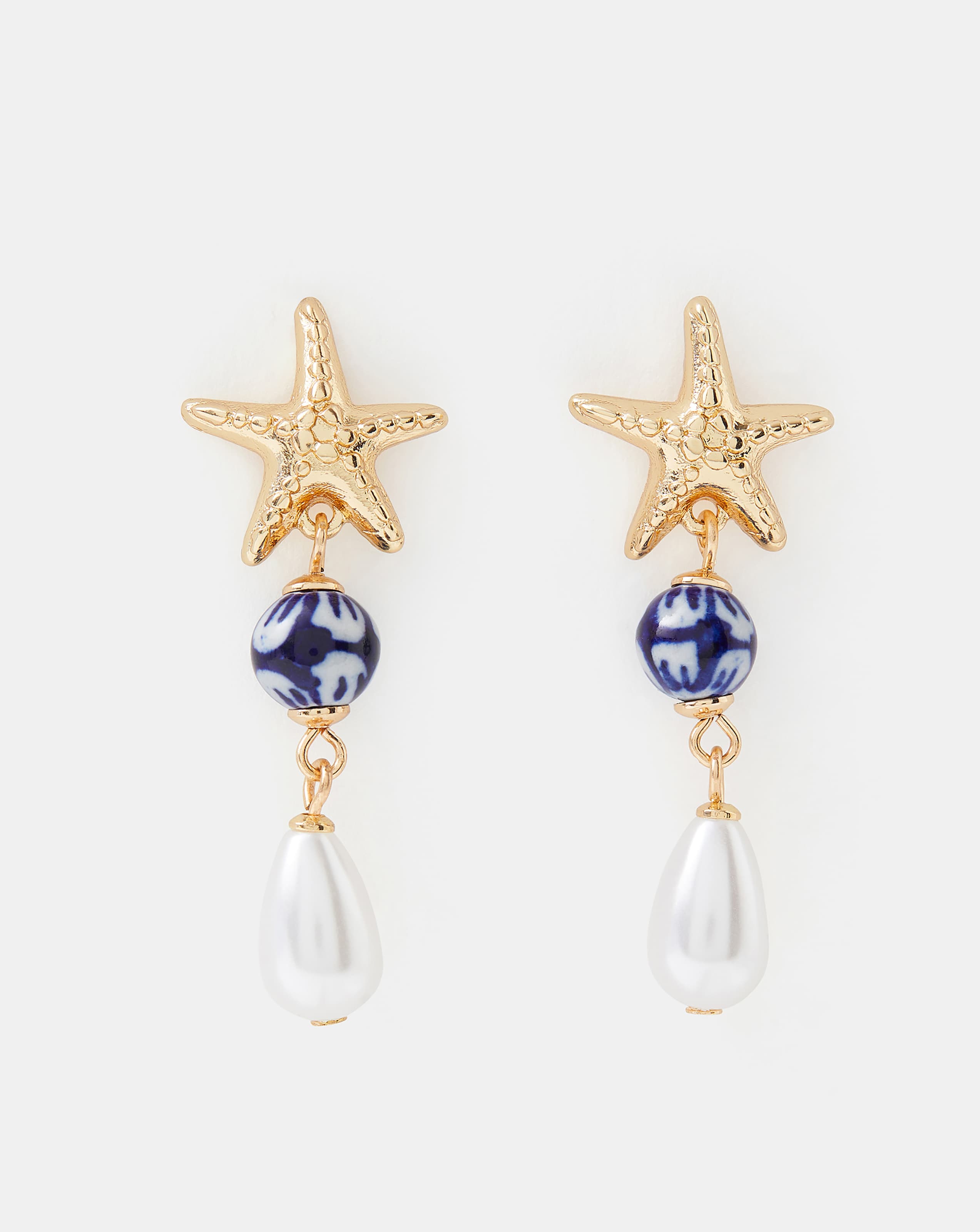 New In - Accessorize Starfish Pearl Drop Earrings