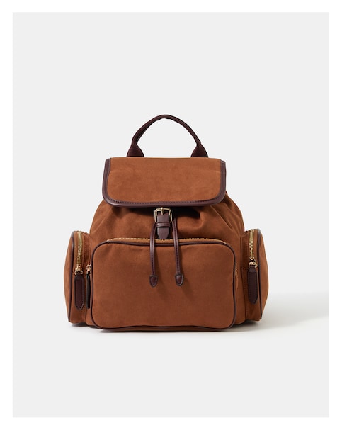 Accessorize Pocket Faux Suede Backpack