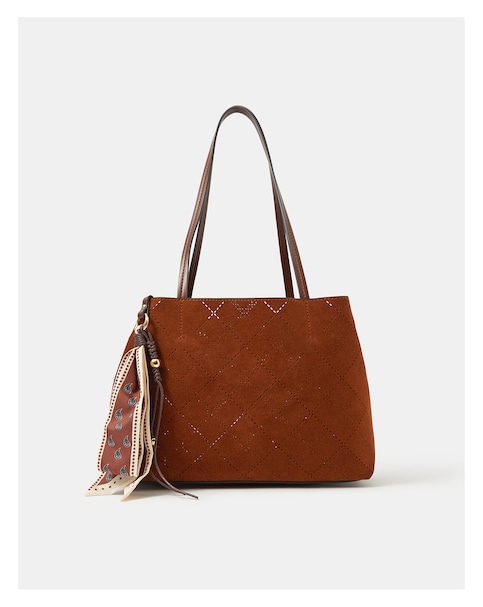 Accessorize Faux Suede Scarf Tote Bag