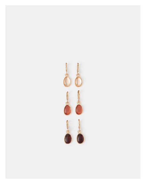 Accessorize 3-Pack Stone Drop Earrings