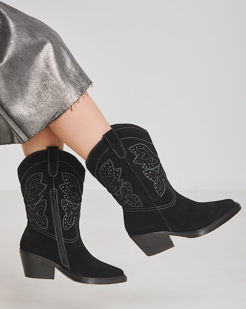 Punch Detail Western Boot Wide