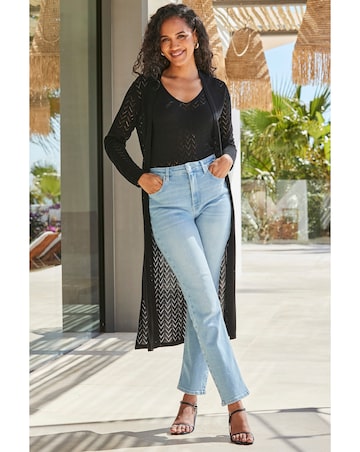 Sosandar Black Chevron Knit Pointelle Vest Top