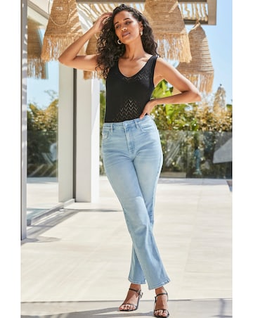 Sosandar Black Chevron Knit Pointelle Vest Top