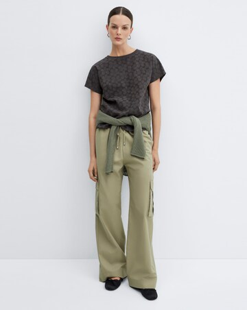 Mango Charcoal Floral Cotton Lotus T-Shirt