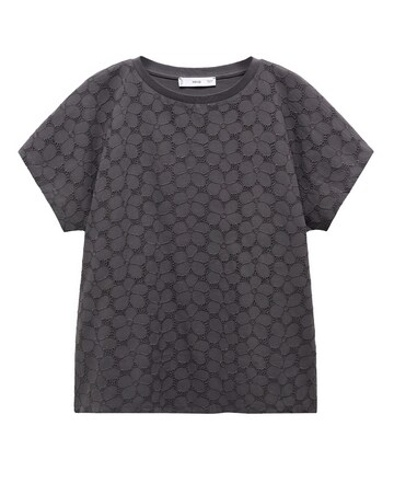 Mango Charcoal Floral Cotton Lotus T-Shirt