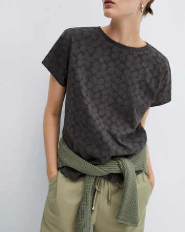 Mango Charcoal Floral Cotton Lotus T-Shirt