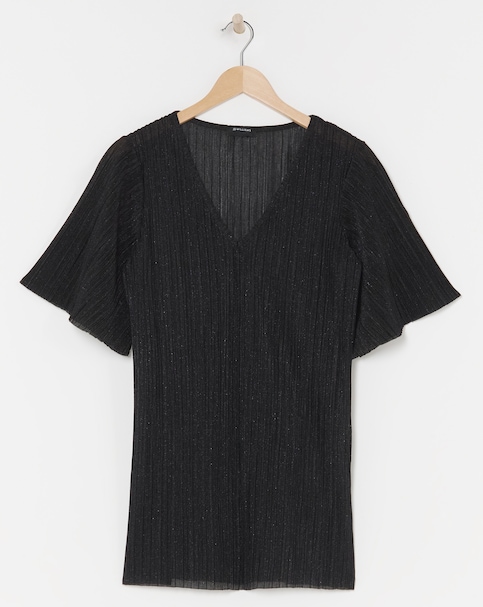 V Neck Plisse Top