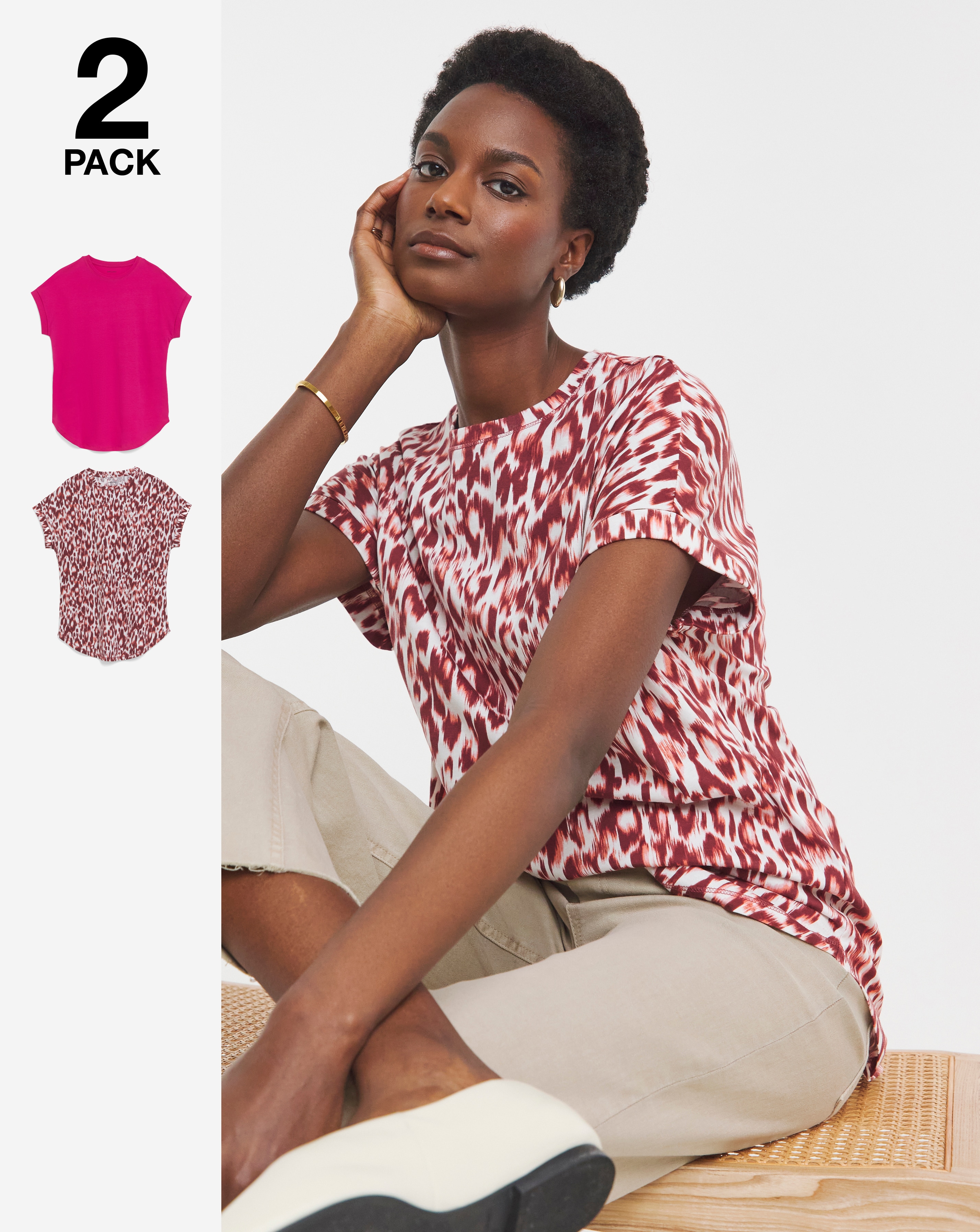 2 Pack Curved Hem Longline top