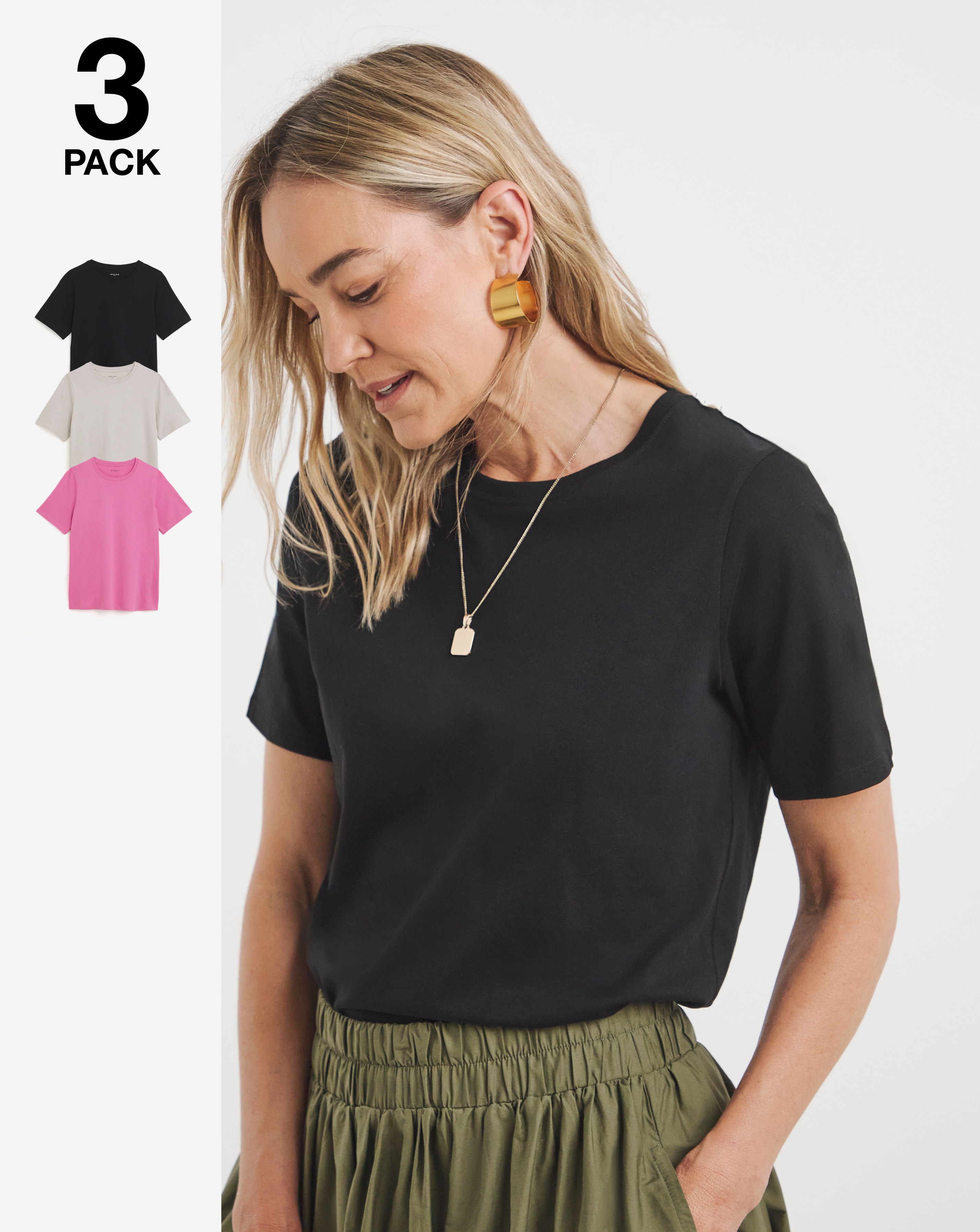 3 Pack Crew Neck T-Shirts