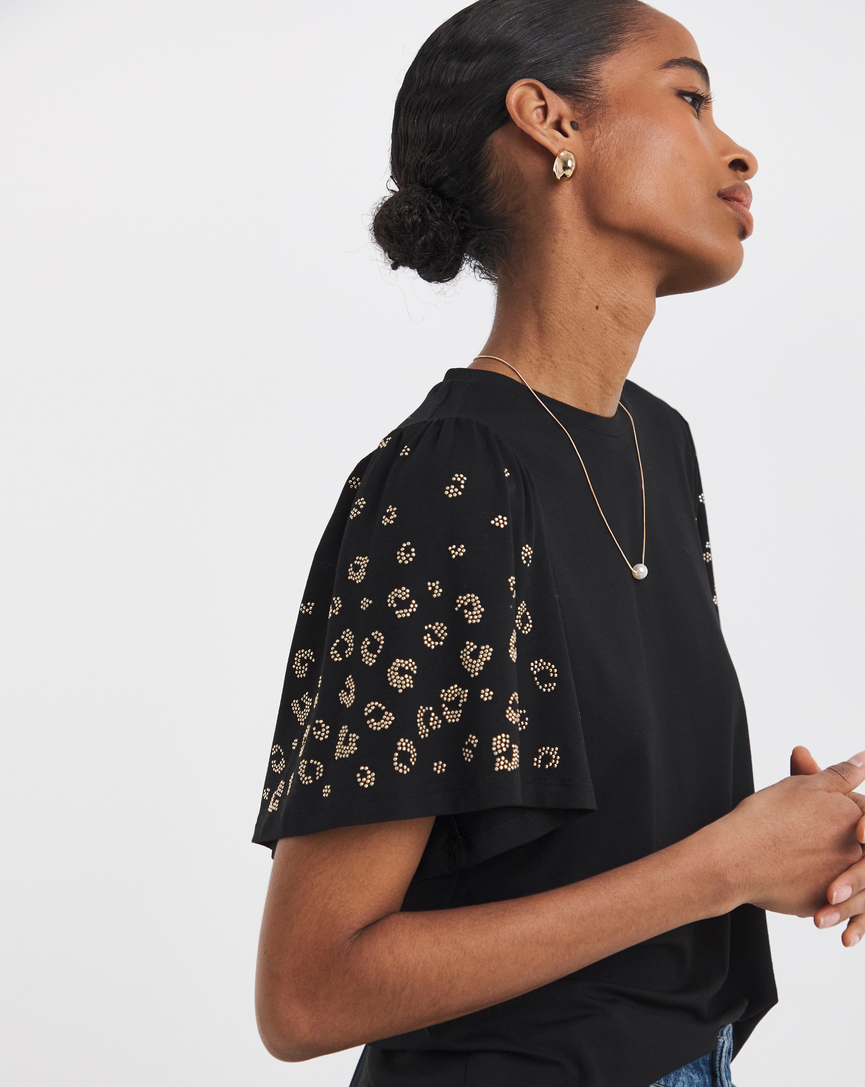 Embellished Angel Sleeve Top