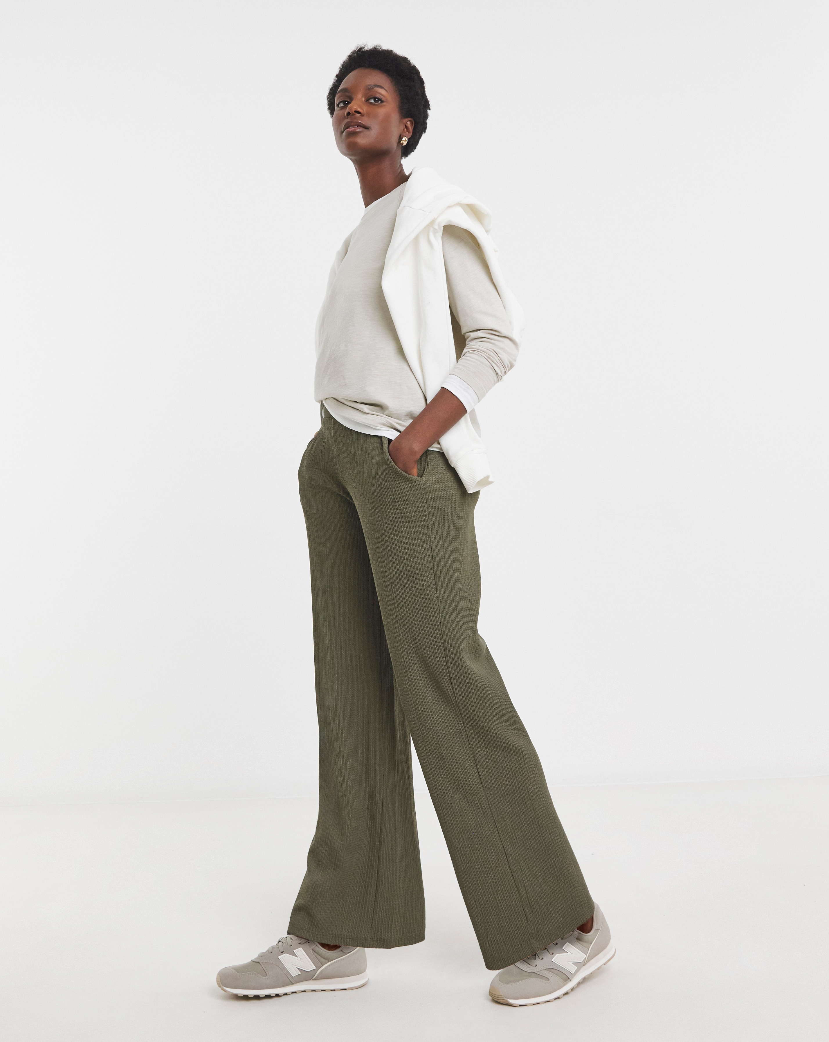 Wide Leg Jersey Trousers