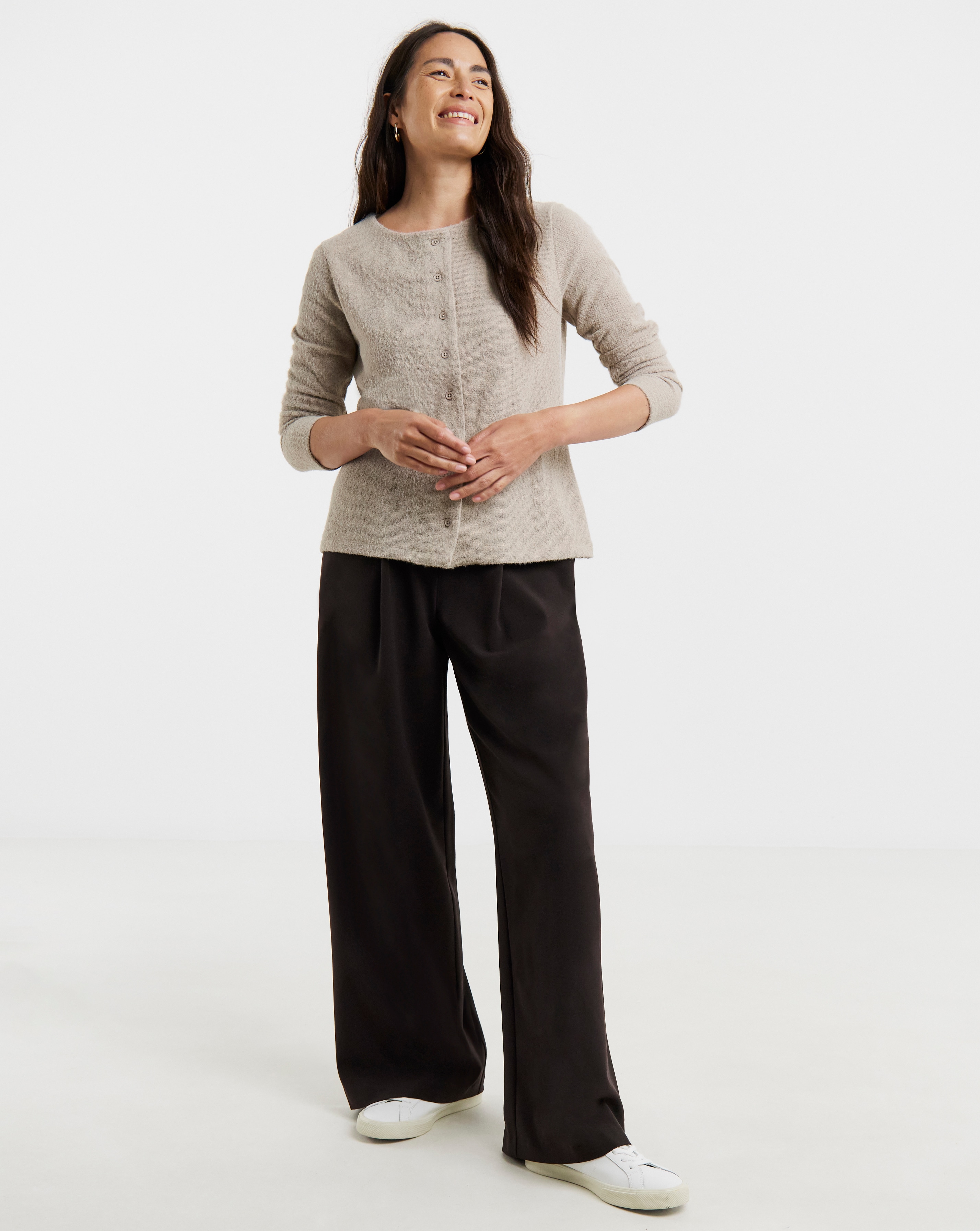 Brushed Soft Touch Button Up Cardigan