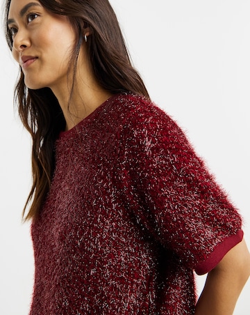 Glitter Knit Short Sleeve Sweatshirt