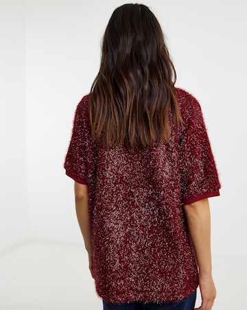 Glitter Knit Short Sleeve Sweatshirt