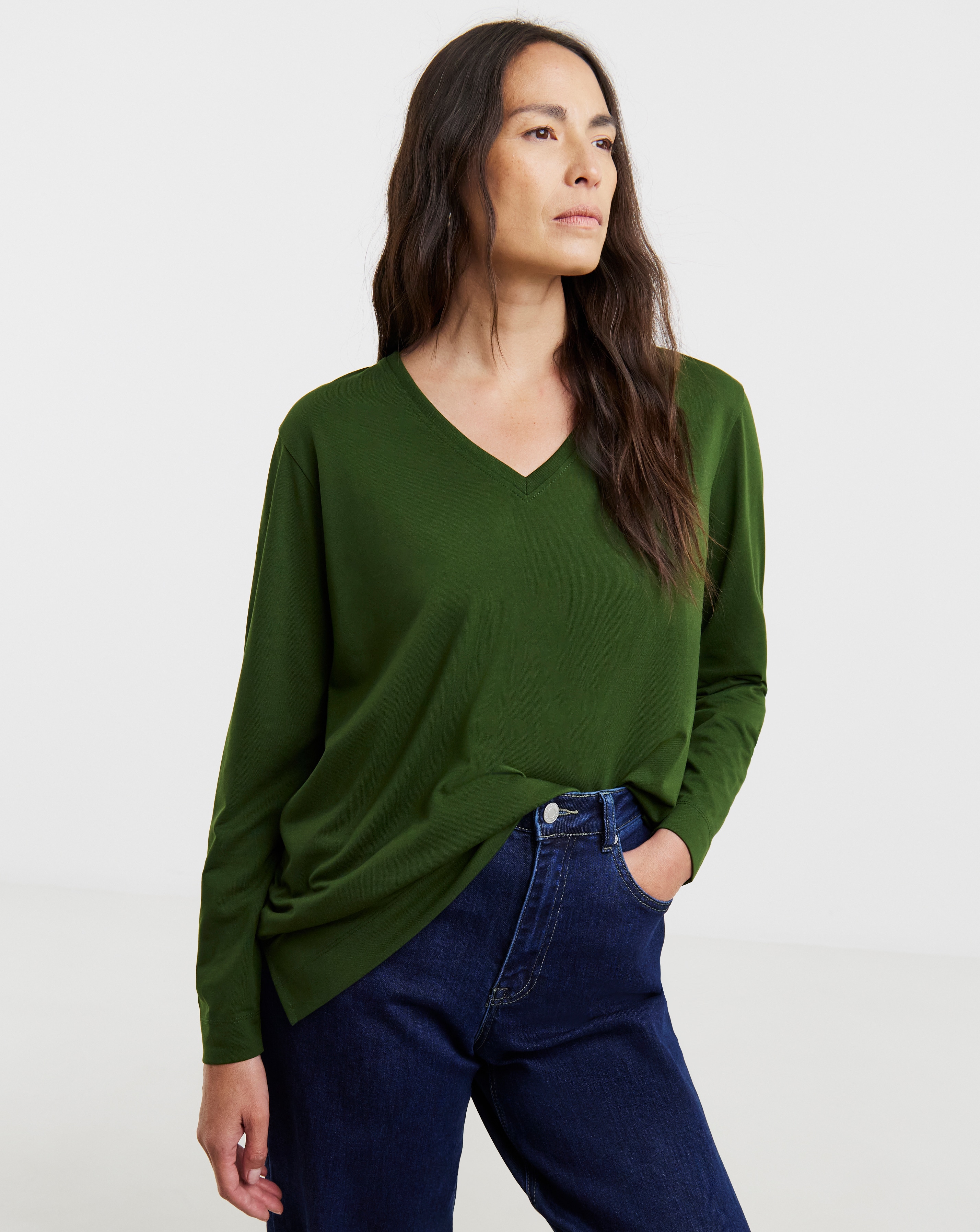 V Neck Split Hem Slouch T-Shirt