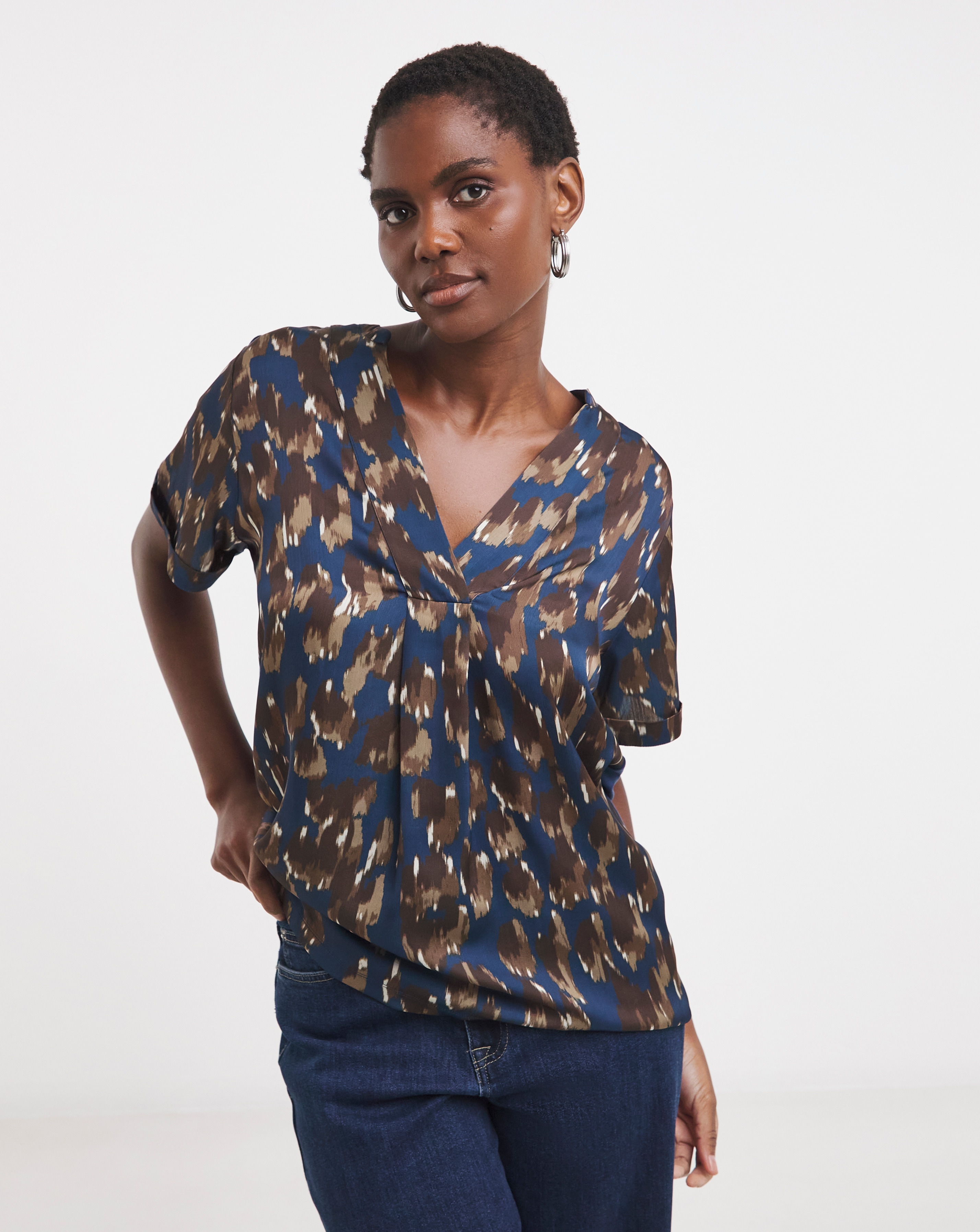 Satin Front Jersey Back Top