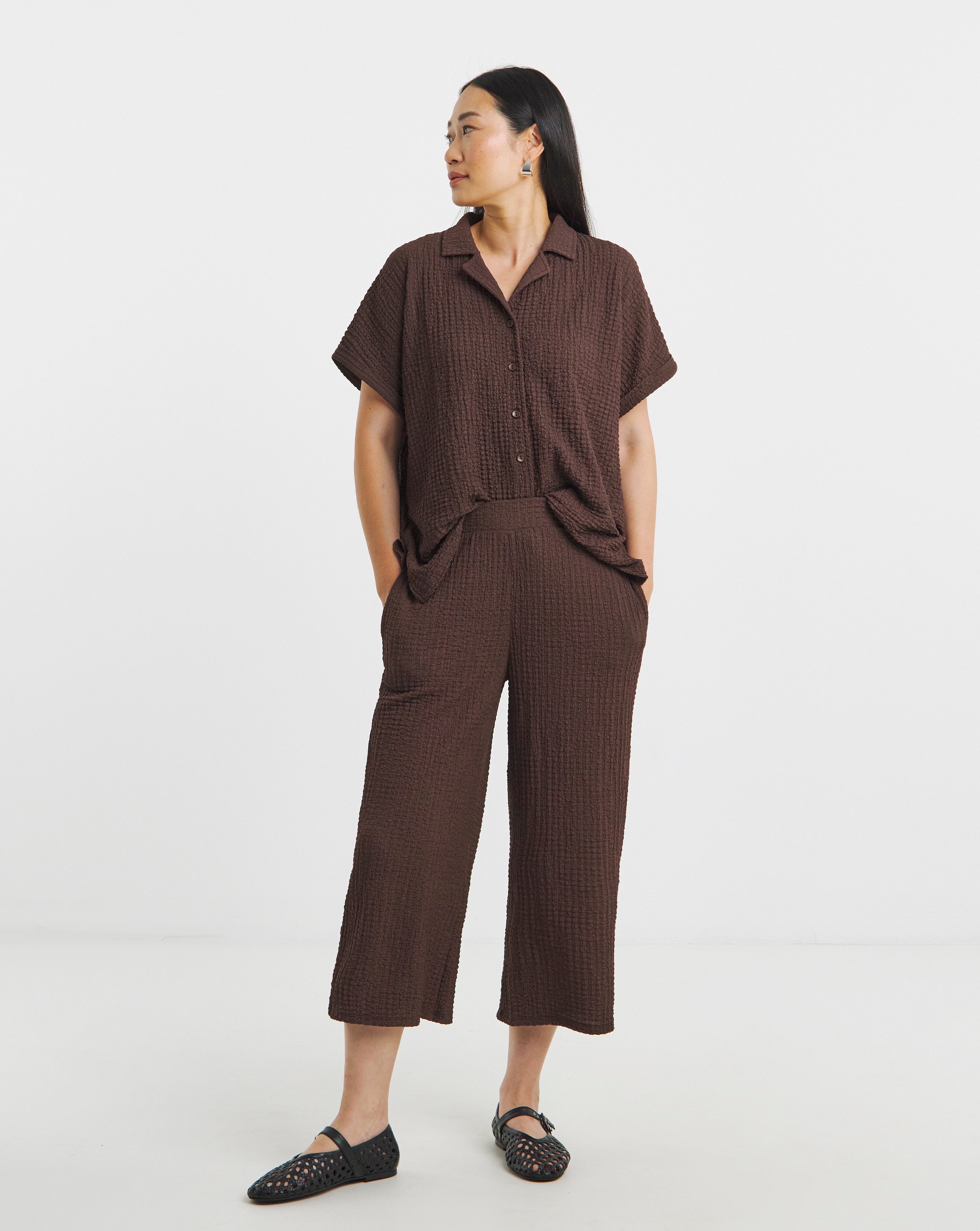 Textured Jersey Cropped Trousers