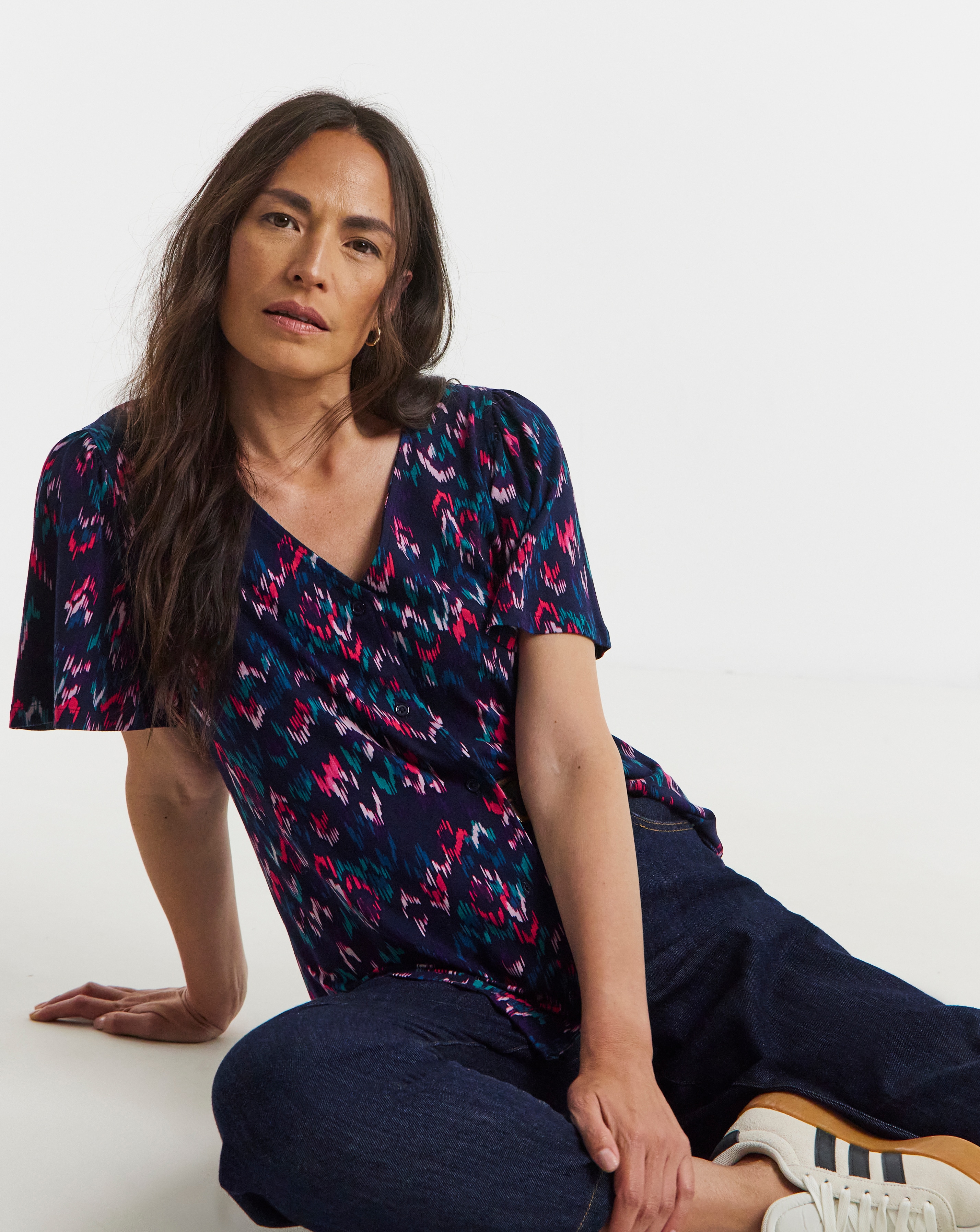 Button Front Angel Sleeve Top