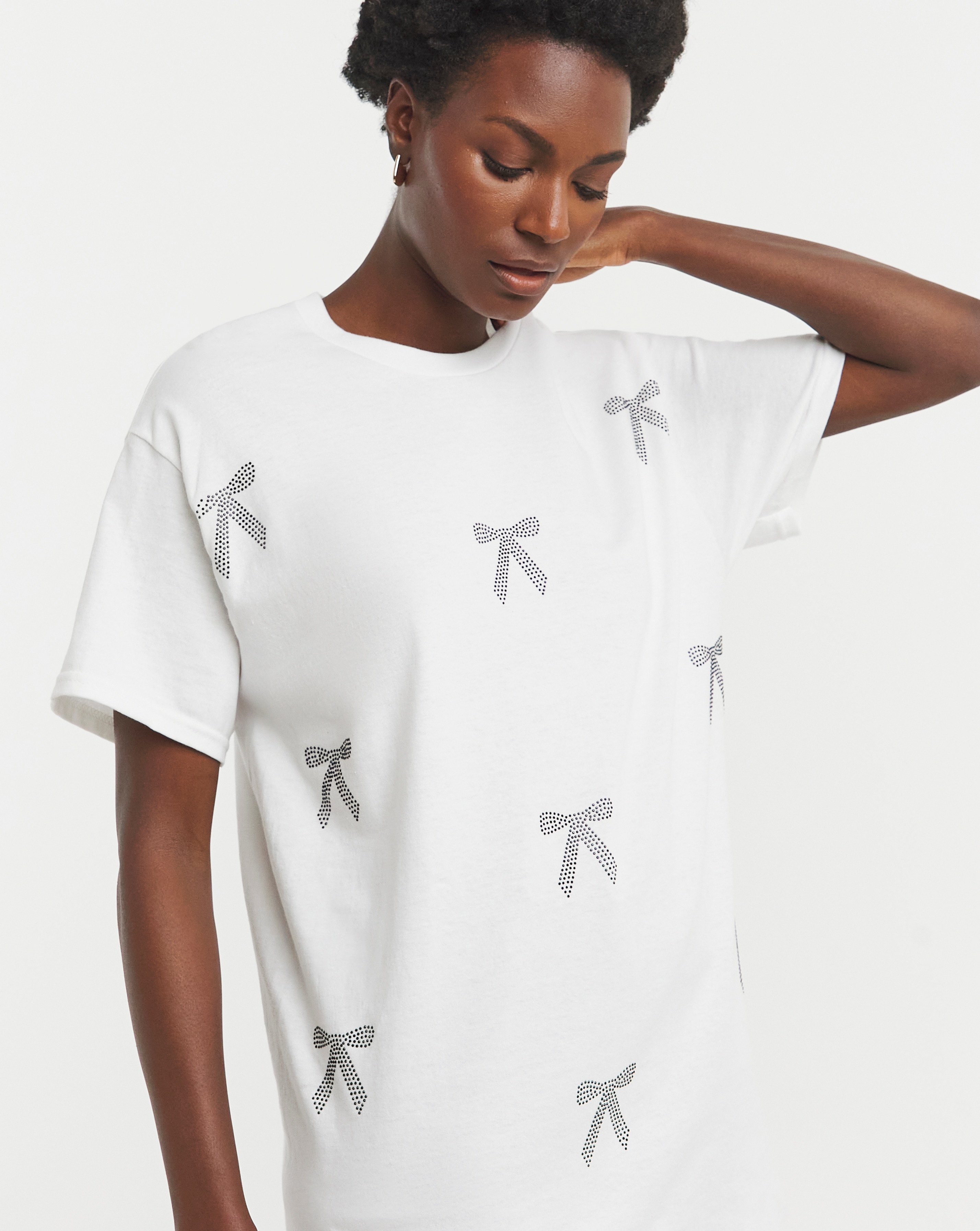 Bow All Over Embellished T-Shirt
