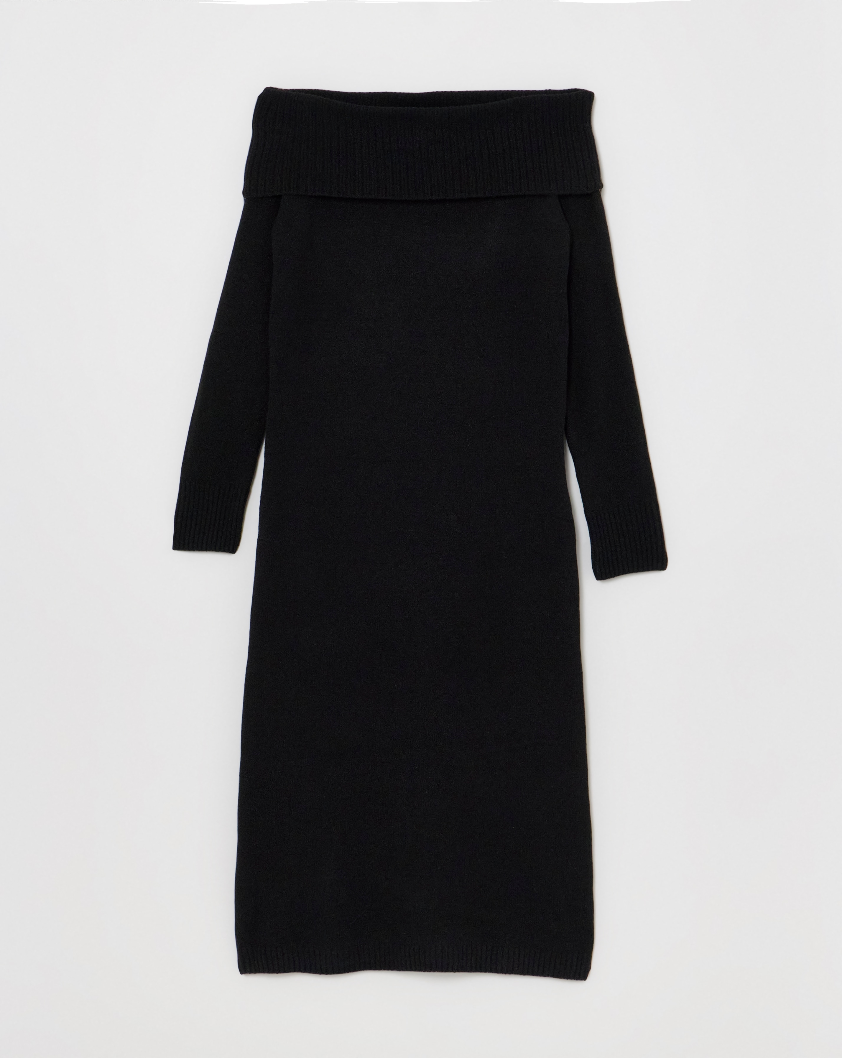Black Bardot Knitted Midaxi Dress