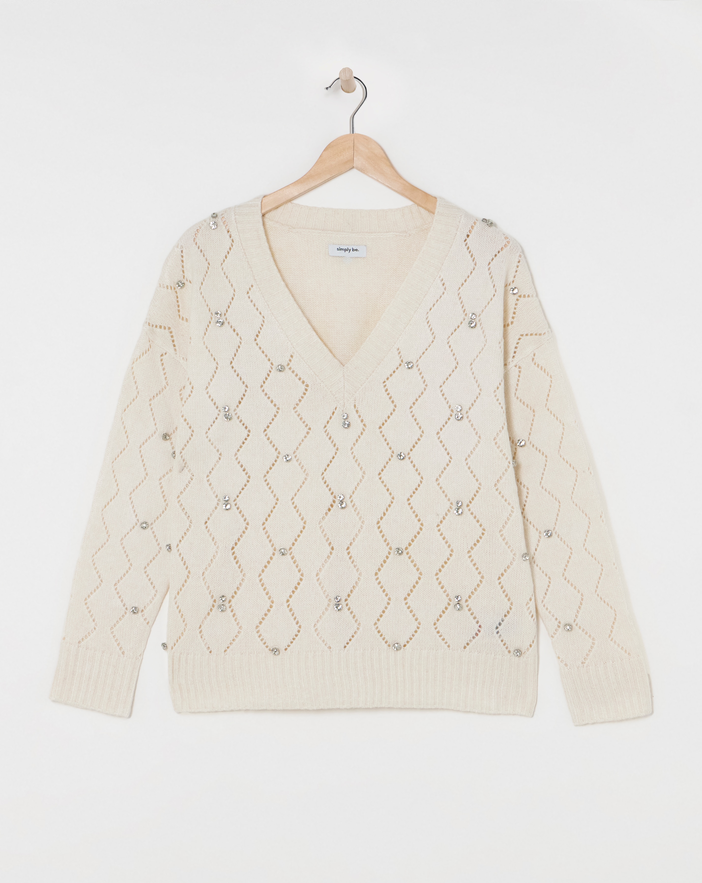 Cream Diamante Embellished Jumper