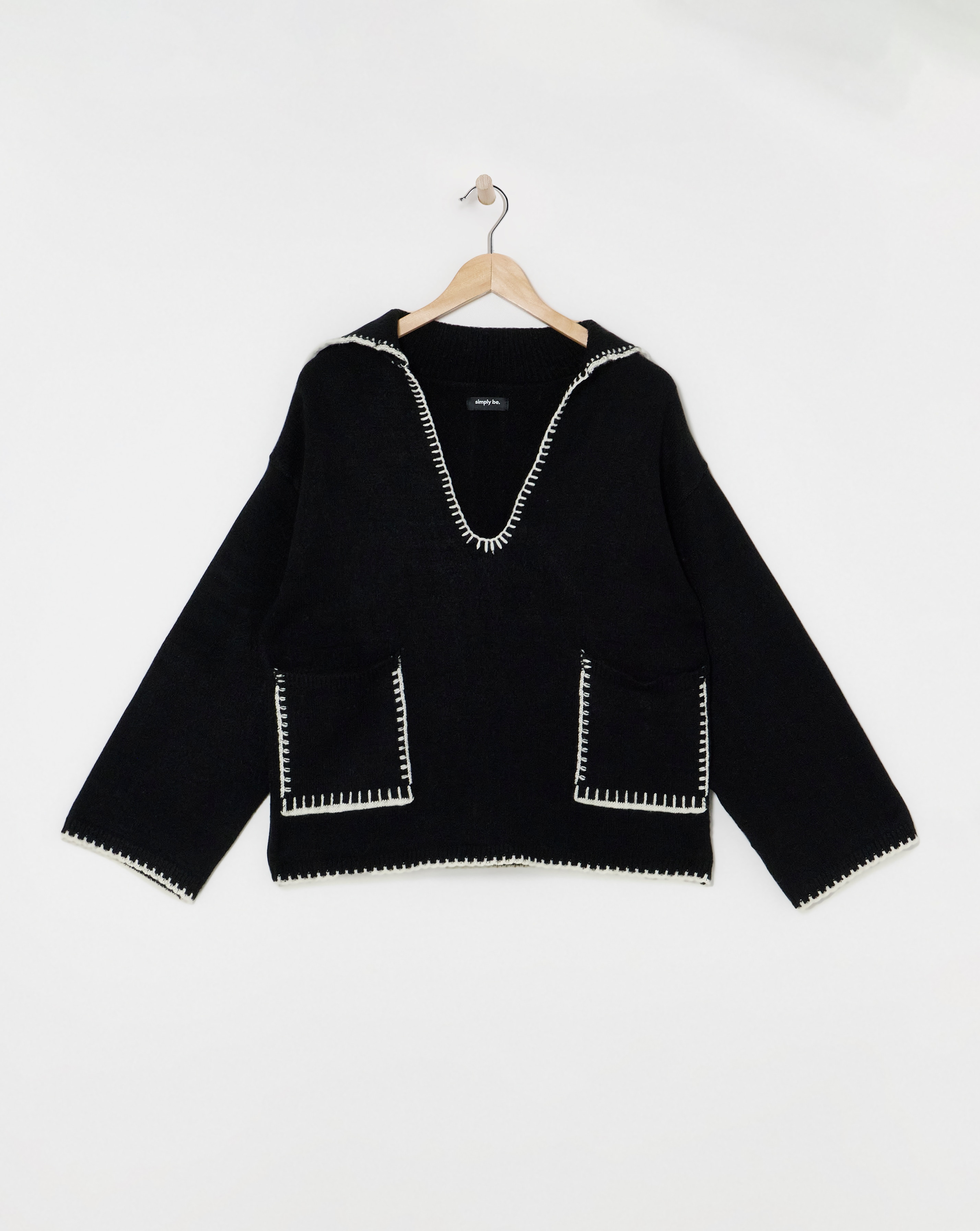 Blanket Stitch Pocket Collar Jumper