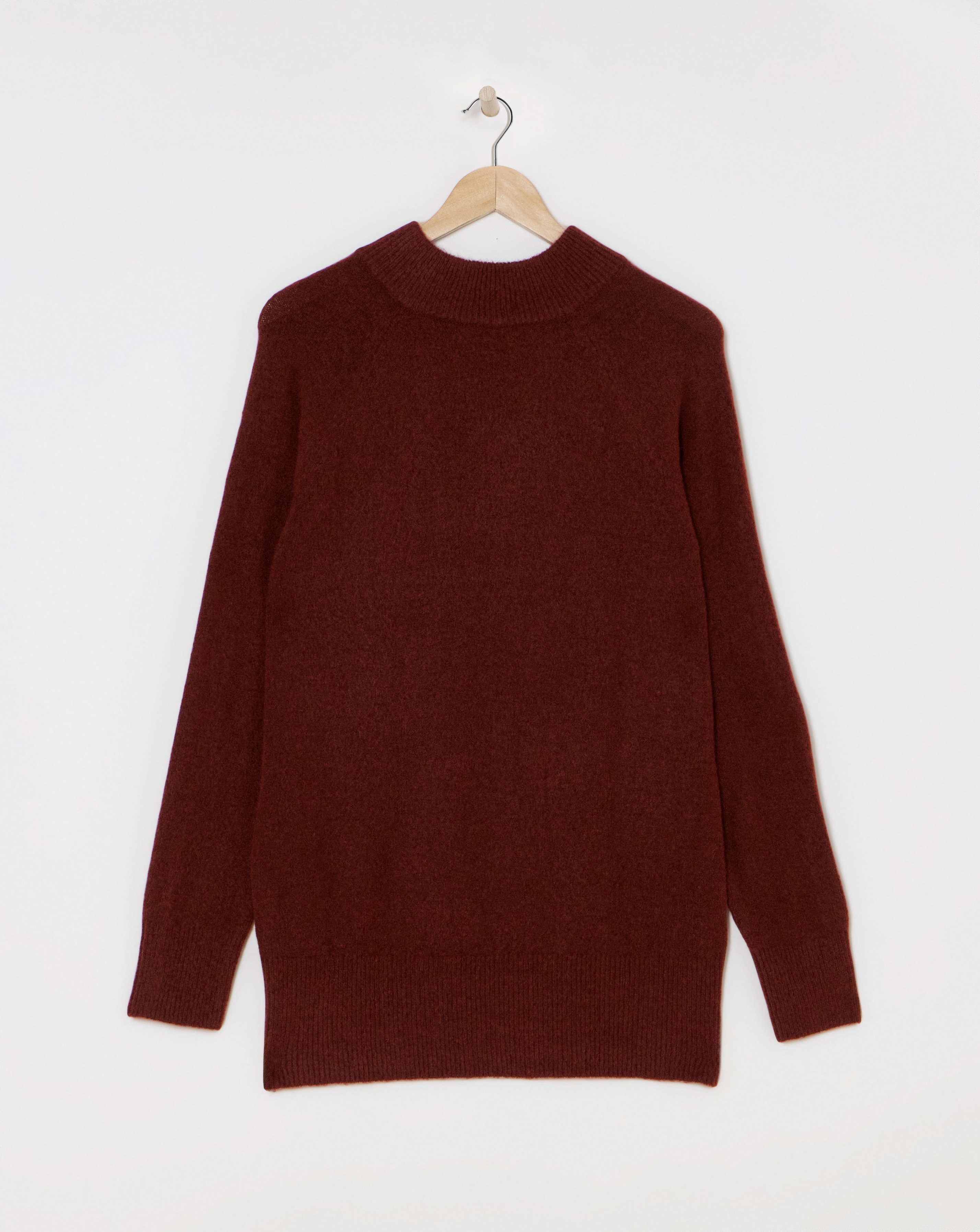 Wine Satin Bow Back Longline Jumper