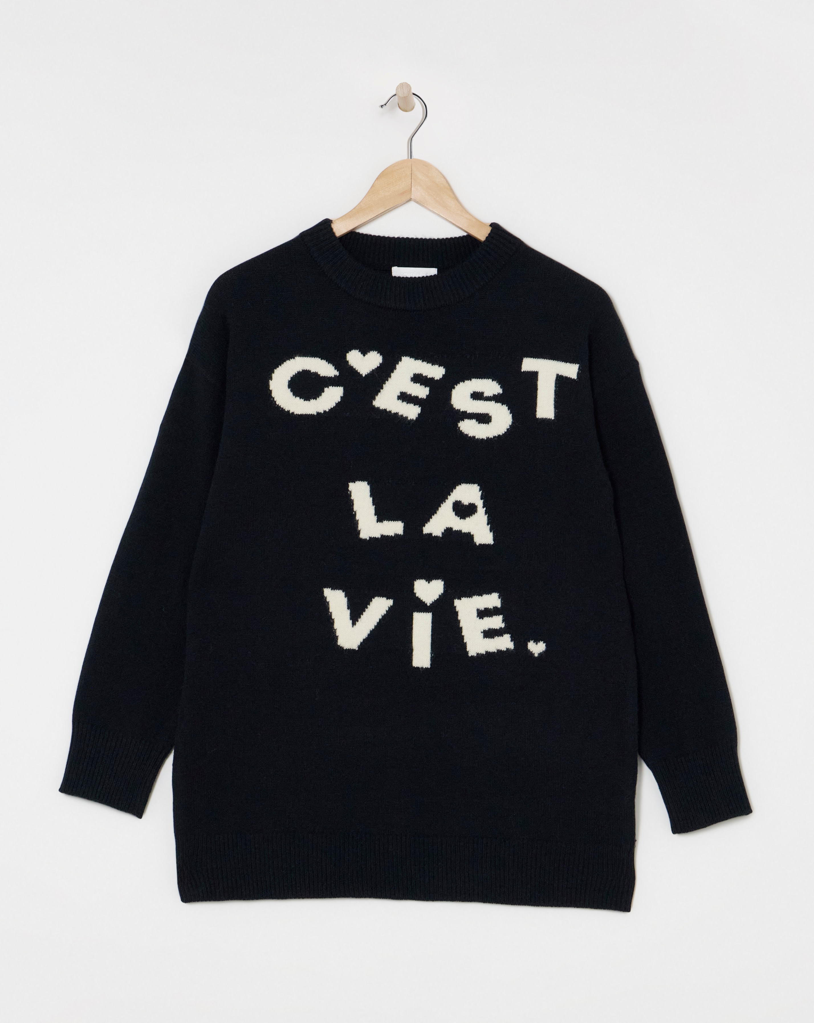 Black Cest La Vie Longline Jumper