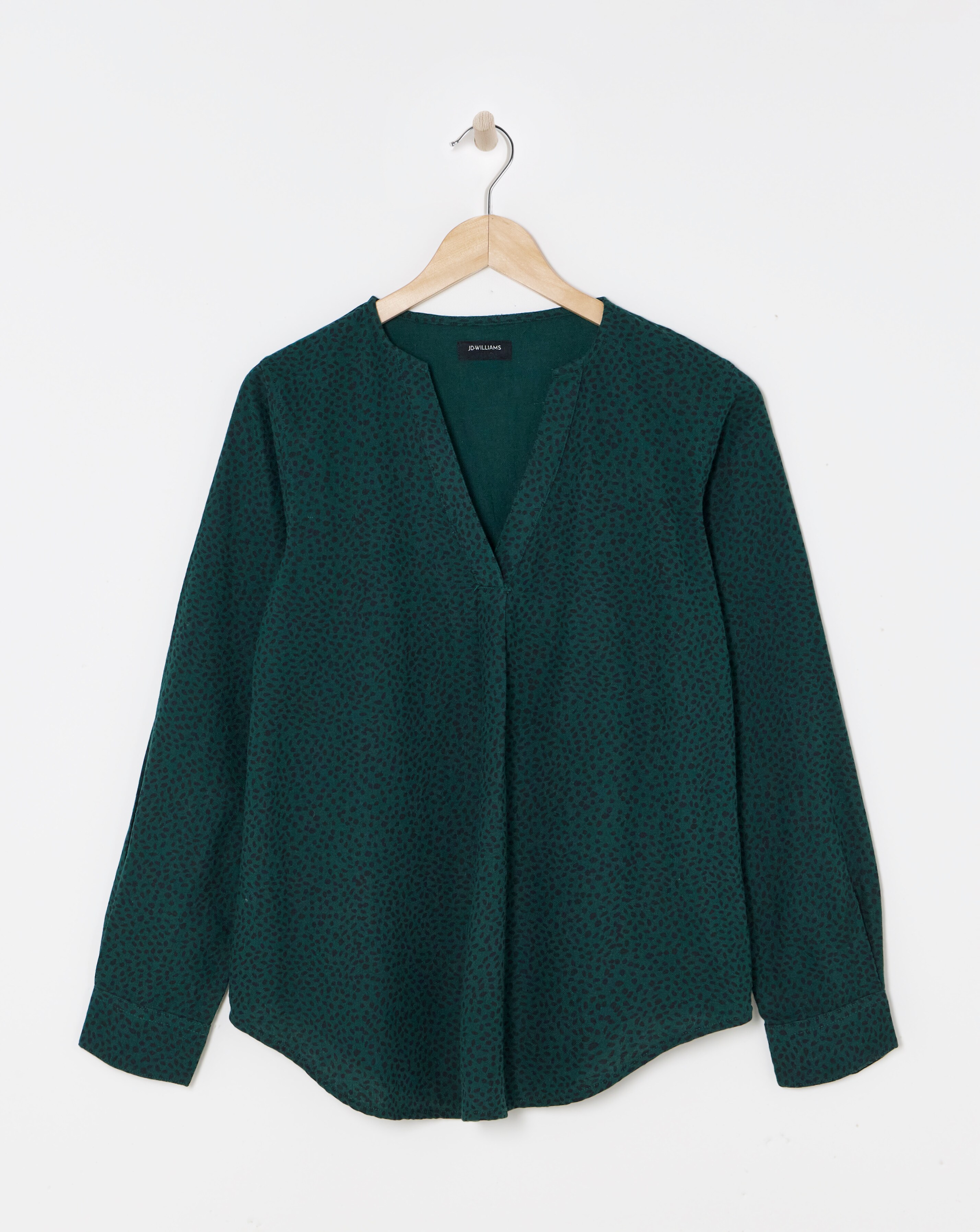 Brushed Cotton V Neck Blouse