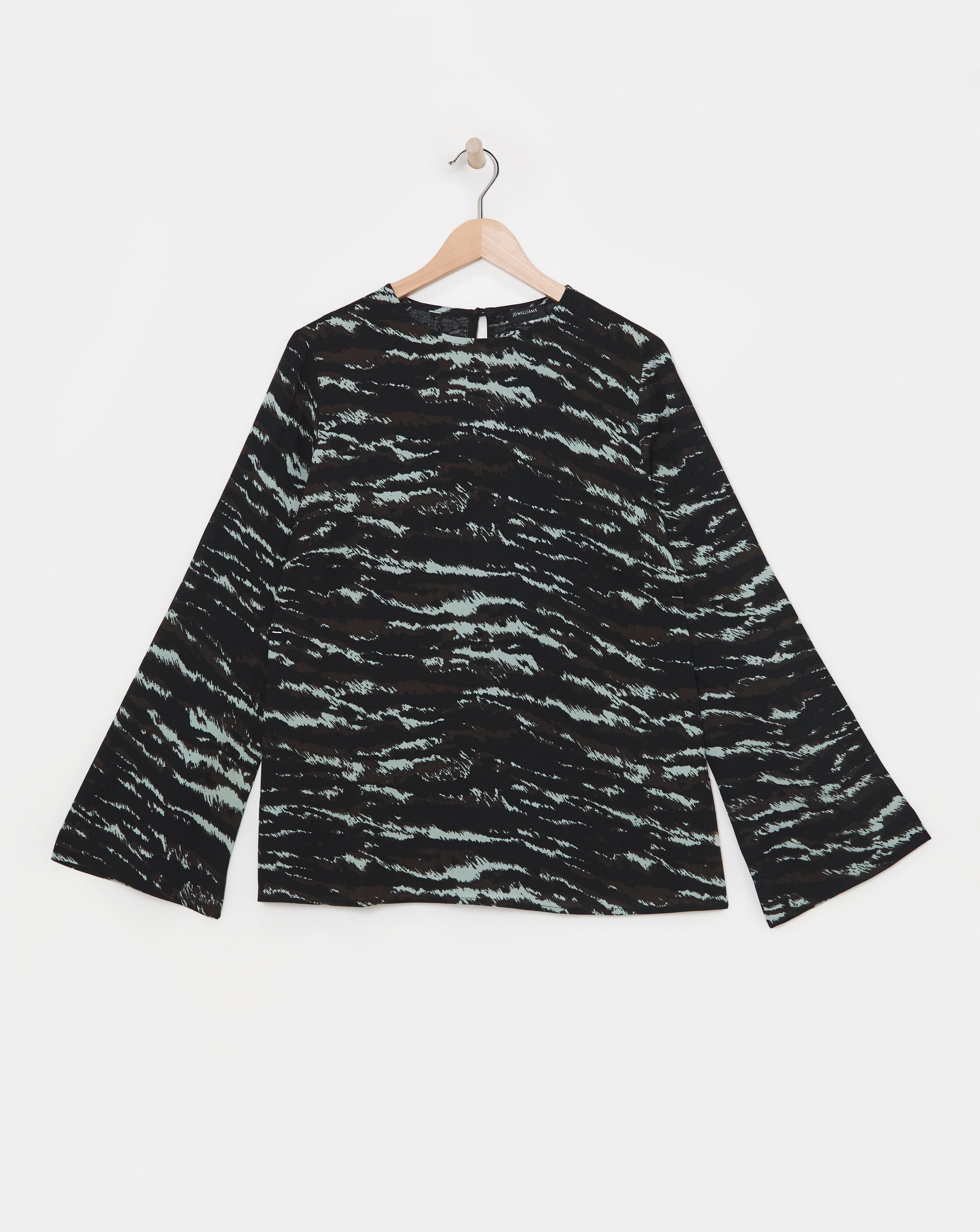 Womens Viscose Fluted Sleeve Top- Zebra