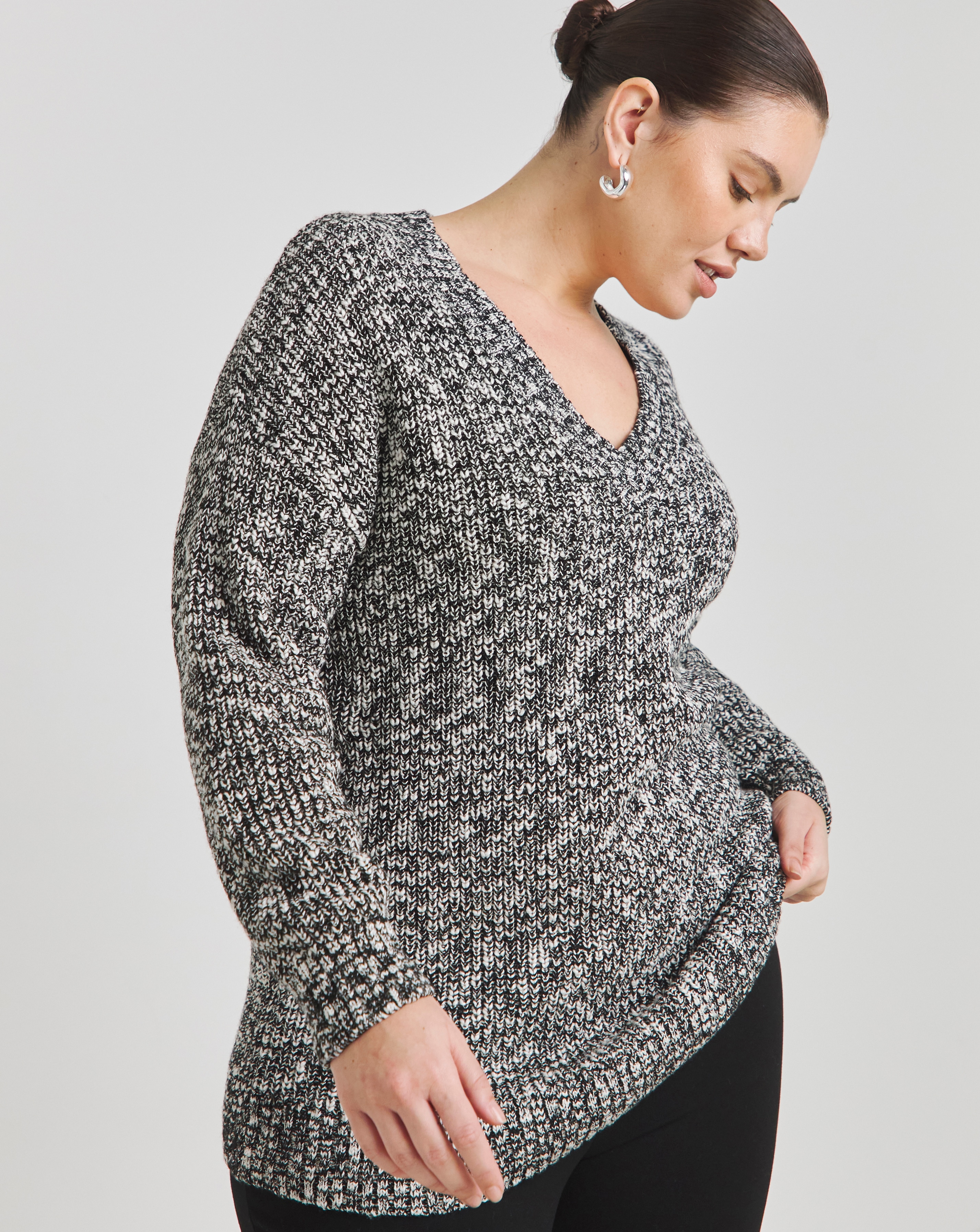 Simply Be Boucle V Neck Longline Jumper