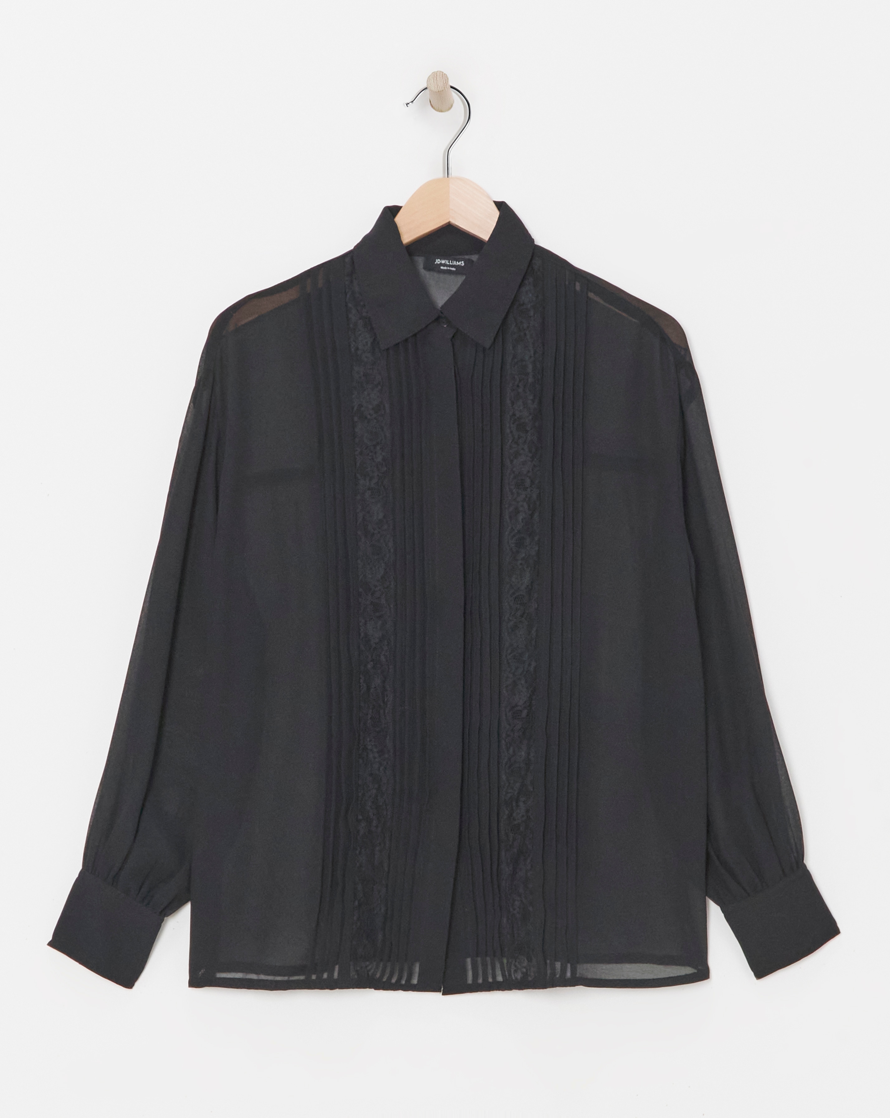 Lace Trim Chiffon Shirt