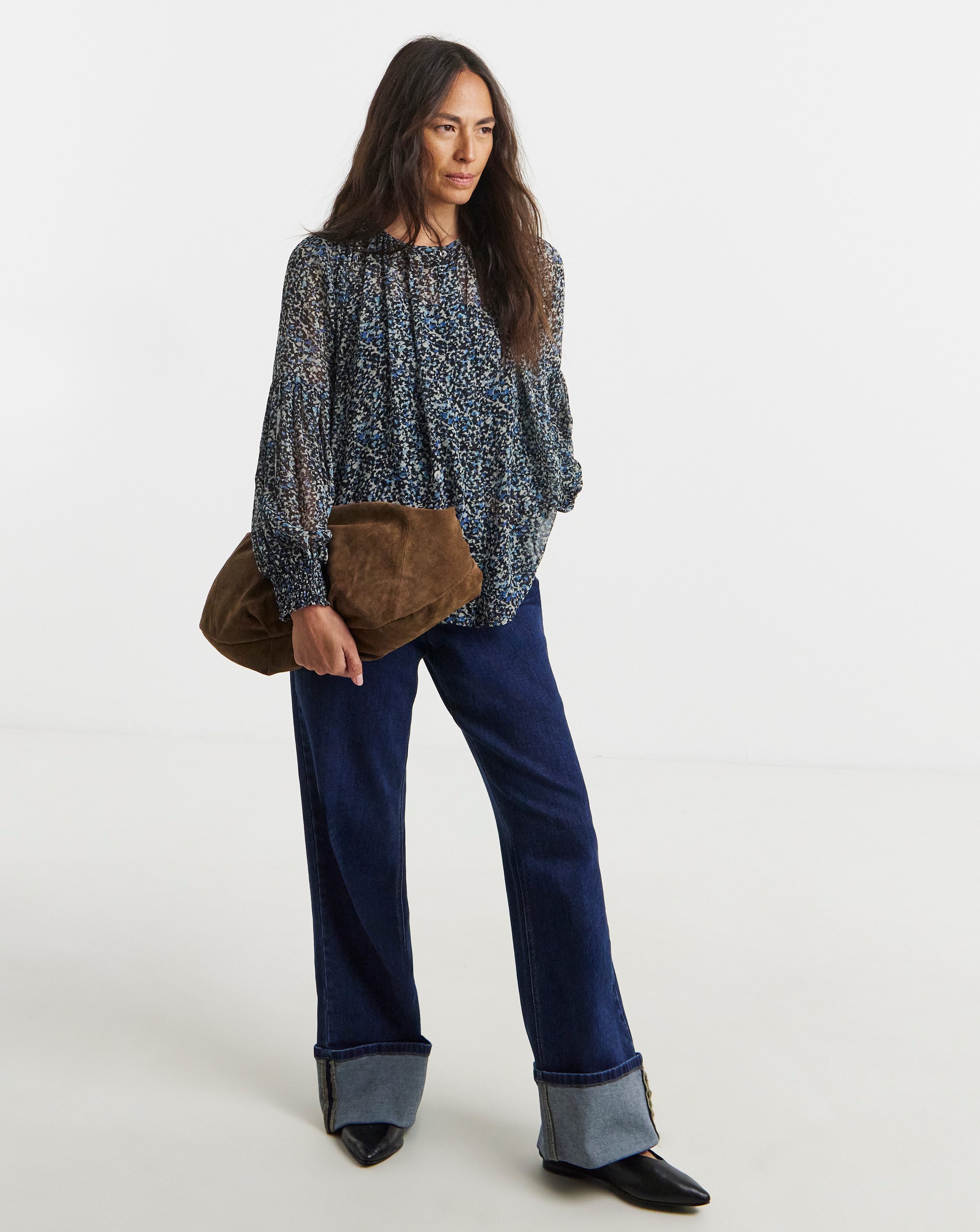 Georgette Collarless Blouse