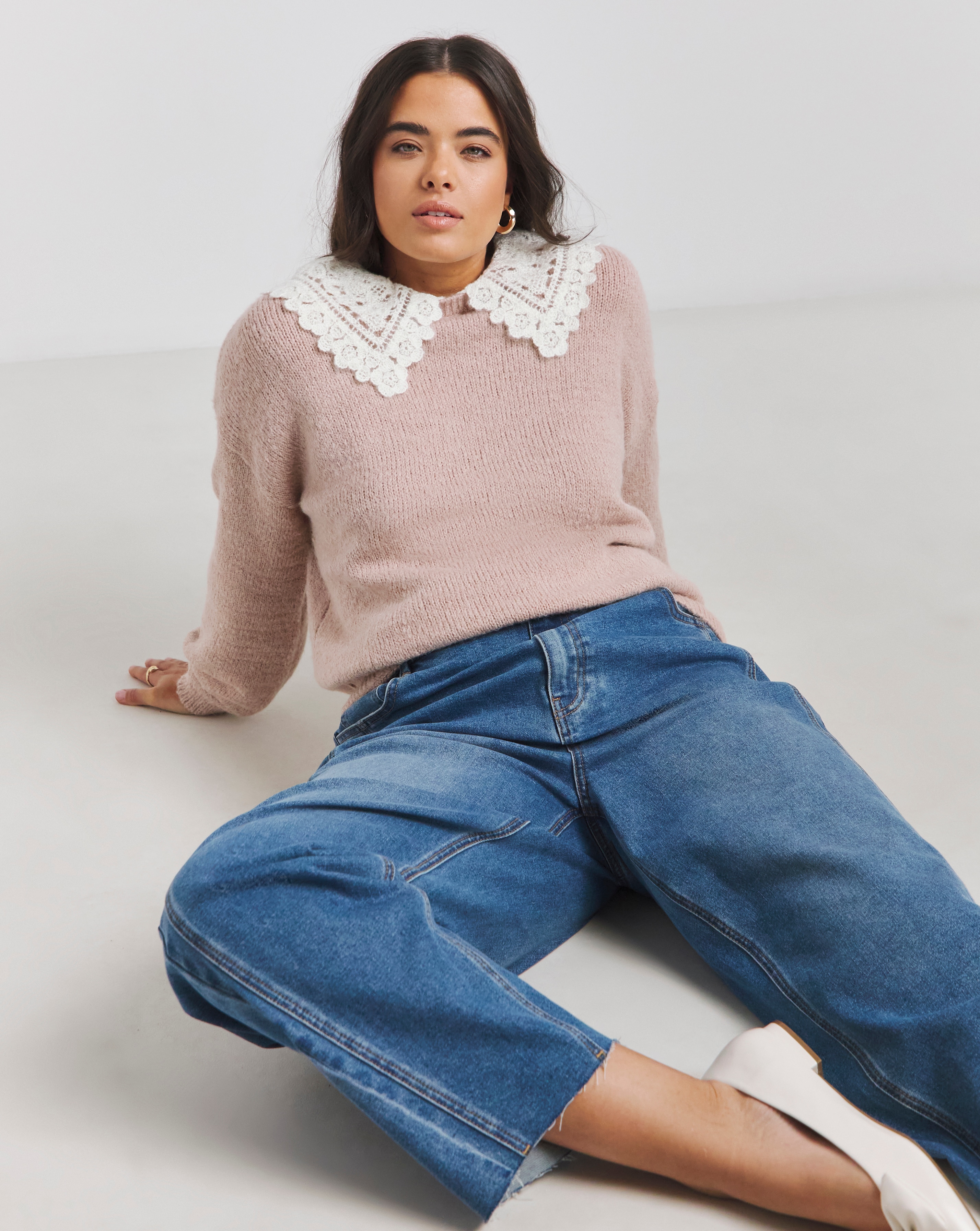 Simply Be Crochet Collar Jumper