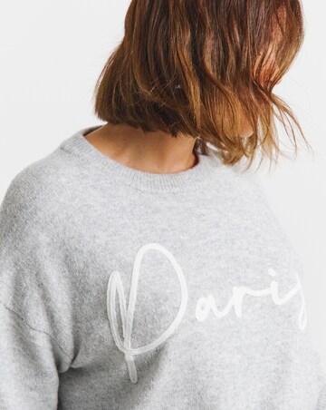 Simply Be Grey Marl Paris Slogan Knitted Jumper