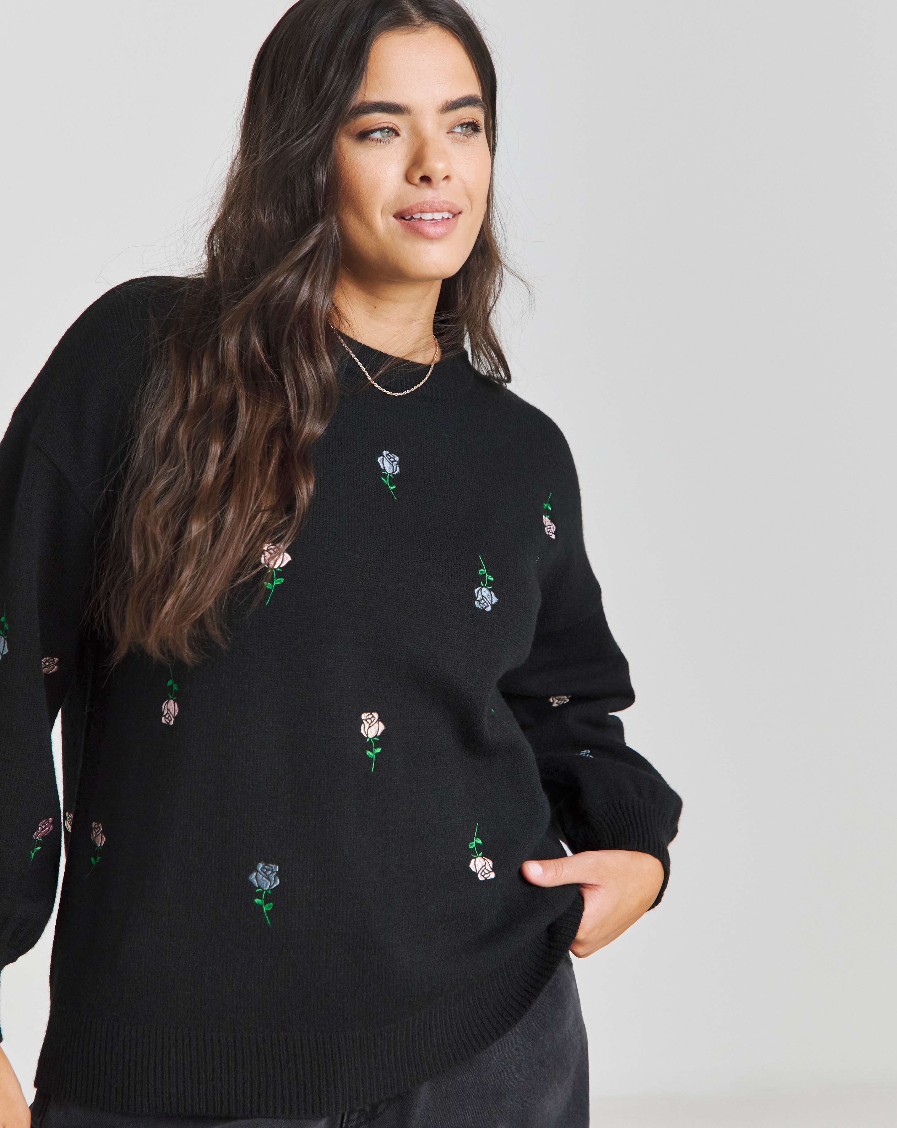 Simply Be Rose Embroidered Jumper