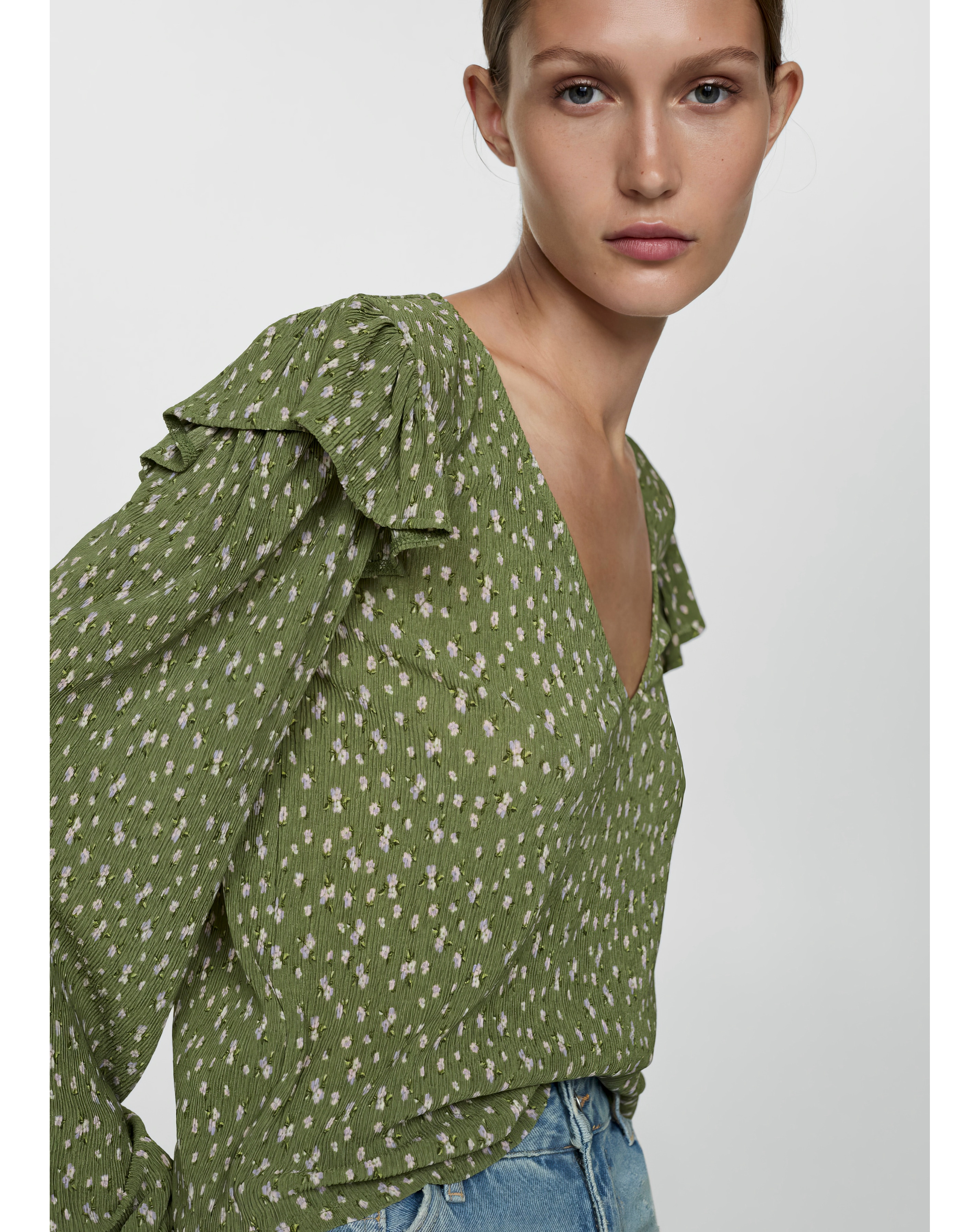 Mango Floral Ruffle Top