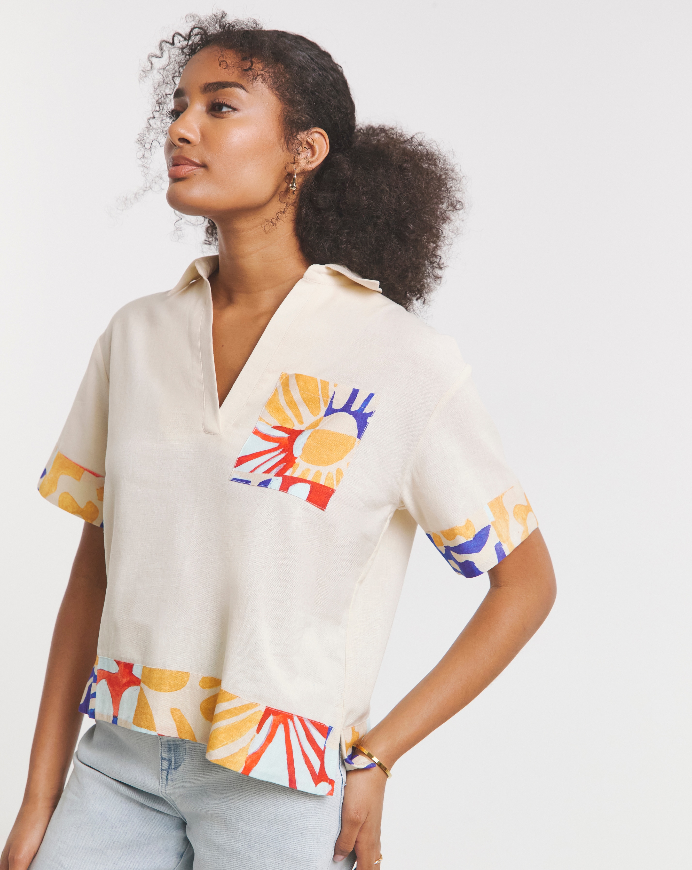 Native Youth Floral Linen Blend Shirt