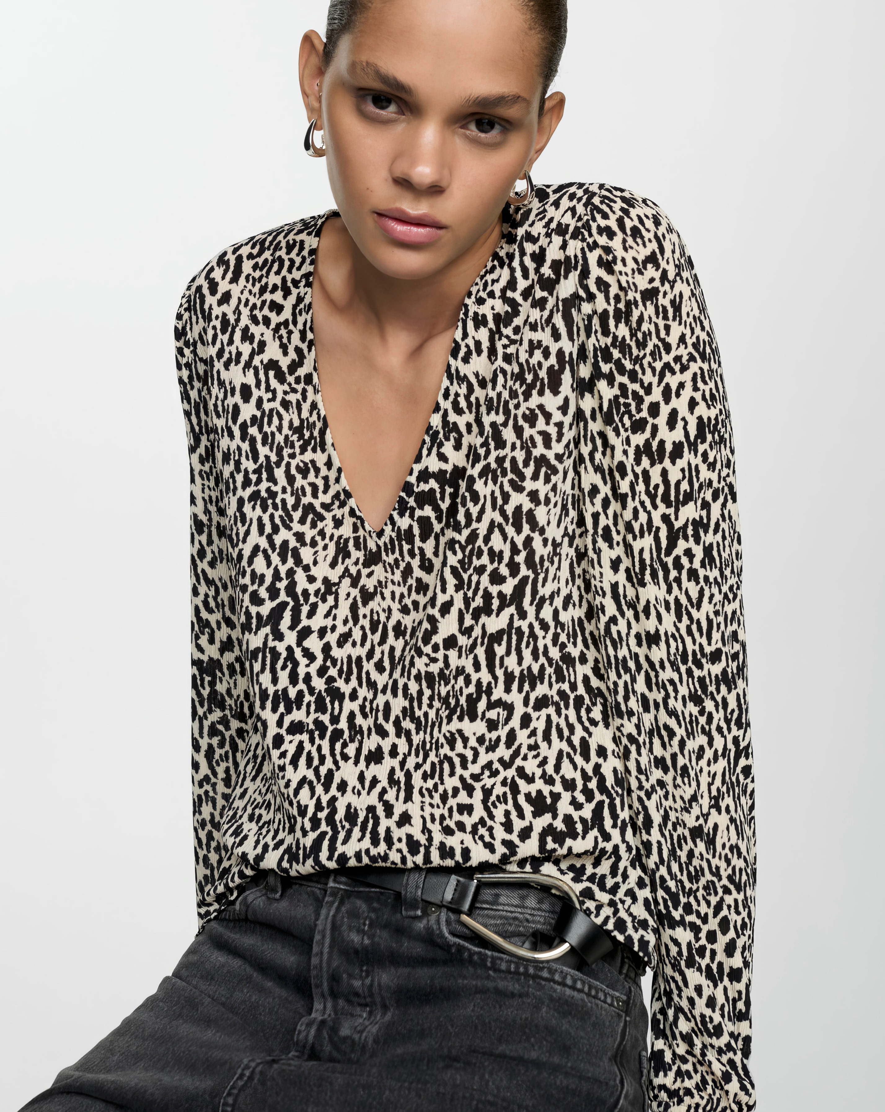 Mango Lin Leopard Print Blouse